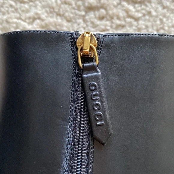 Gucci Black Marmont Leather Elite Calf Knee High Boots Sz 36.5 - Picture 12 of 16